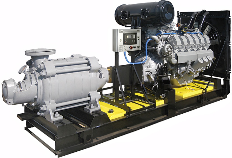 Дизельная насосная установка ДНУ-180/85 на базе двигателя 1Д6 и центробежного насоса высокого давления ЦНС 180-85
